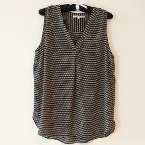 Violet and Claire Black & Tan geo print top L